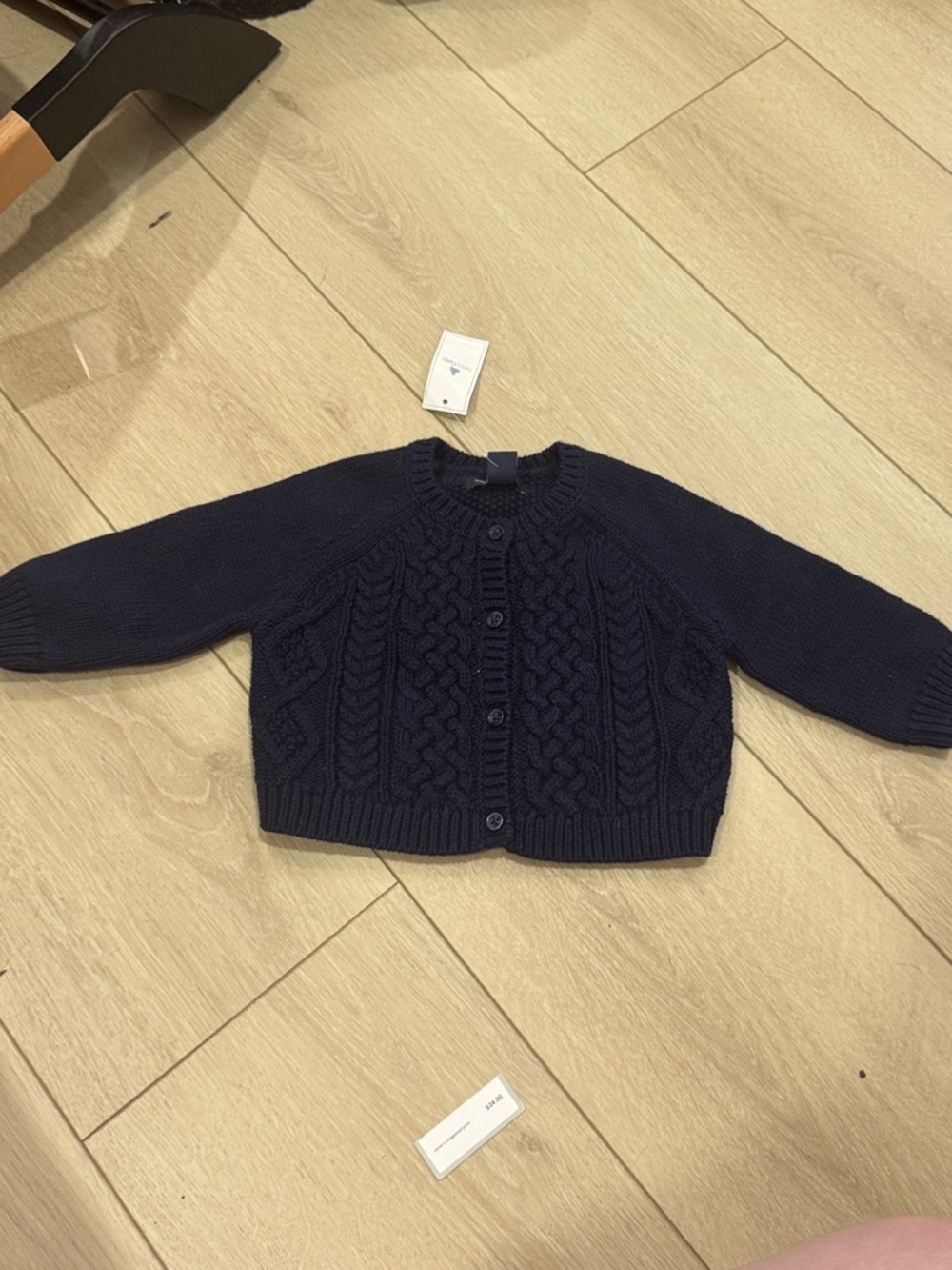 Baby GAP Navy Cable Knit Button Front Sweater